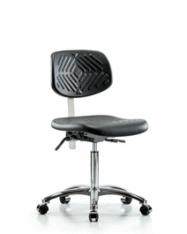 Poly Clean Room Chair, Med Bench, Tilt, Casters, Gray Poly