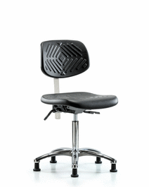 Poly Clean Room Chair, Med Bench, Tilt, Glides, Gray Poly