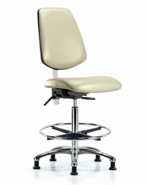 Class 100 Vinyl Clean Room Chair - Medium Bench Height, Medium Back, Chrome Foot Ring, and Stationary Glides in Burgundy Trailblazer Vinyl