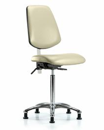 Class 100 Vinyl Clean Room Chair - Medium Bench Height with Medium Back and Stationary Glides in Colonial Blue Trailblazer Vinyl