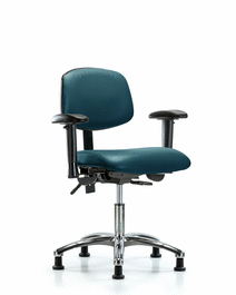 Vinyl Chair Chrome - Desk Height with Seat Tilt, Adjustable Arms, and Stationary Glides in Borscht Supernova Vinyl