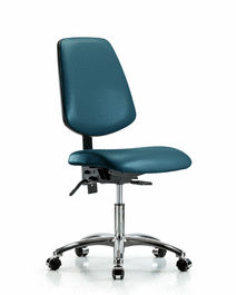 Vinyl Chair Chrome - Desk Height with Medium Back and Casters in Borscht Supernova Vinyl