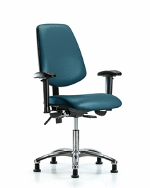 Vinyl Chair Chrome - Desk Height with Medium Back, Adjustable Arms, and Stationary Glides in Borscht Supernova Vinyl
