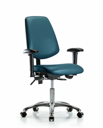Vinyl Chair Chrome - Desk Height with Medium Back, Seat Tilt, Adjustable Arms, and Casters in Borscht Supernova Vinyl