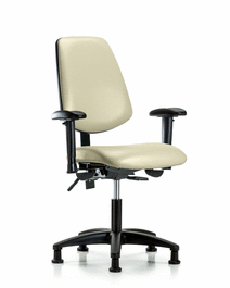 Vinyl Chair - Desk Height with Medium Back, Seat Tilt, Adjustable Arms, and Stationary Glides in Borscht Supernova Vinyl