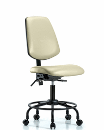 Vinyl Chair - Desk Height with Round Tube Base, Medium Back, Seat Tilt, and Casters in Adobe White Trailblazer Vinyl