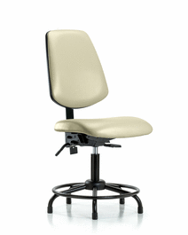 Vinyl Chair - Desk Height with Round Tube Base, Medium Back, Seat Tilt, and Stationary Glides in Adobe White Trailblazer Vinyl
