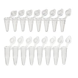 DiamondLink 0.2mL 8-Strip Tubes, with Individually-Attached Flat Caps, Clear