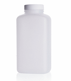 DWK Life Sciences (Wheaton) HDPE Wide Mouth Oblong Bottles, 1000 mL (32 oz) with 53-400 Solid PE Lined PP Screw Cap