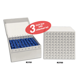 FlipTop Cardboard freezer box, 3 inch w/ attached hinged lid, 100-place, white, 50/cs