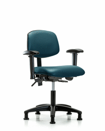 Vinyl Chair - Desk Height with Adjustable Arms and Stationary Glides in Marine Blue Supernova Vinyl