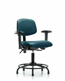 Vinyl Chair - Desk Height with Round Tube Base, Seat Tilt, Adjustable Arms, and Stationary Glides in Borscht Supernova Vinyl