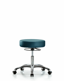 Vinyl Stool without Back Chrome - Desk Height with Casters in Sterling Supernova Vinyl