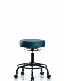 Vinyl Stool without Back - Desk Height with Round Tube Base and Casters in Marine Blue Supernova Vinyl