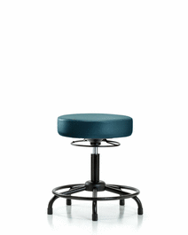 Vinyl Stool without Back - Desk Height with Round Tube Base and Stationary Glides in Carbon Supernova Vinyl