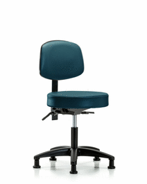 Vinyl Stool with Back - Desk Height with Stationary Glides in Carbon Supernova Vinyl