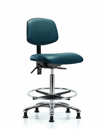 Vinyl Chair Chrome - High Bench Height with Chrome Foot Ring and Glides in Borscht Supernova Vinyl