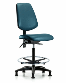 Vinyl Chair - High Bench Height with Medium Back, Chrome Foot Ring, and Stationary Glides in Borscht Supernova Vinyl
