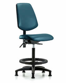Vinyl Chair - High Bench Height with Medium Back, Seat Tilt, Black Foot Ring, and Stationary Glides in Borscht Supernova Vinyl