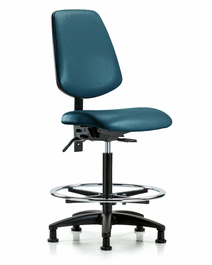 Vinyl Chair - High Bench Height with Medium Back, Seat Tilt, Chrome Foot Ring, and Stationary Glides in Borscht Supernova Vinyl