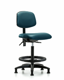 Vinyl Chair - High Bench Height with Seat Tilt, Black Foot Ring, and Stationary Glides in Borscht Supernova Vinyl