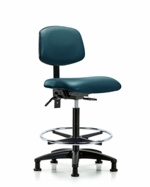 Vinyl Chair - High Bench Height with Seat Tilt, Chrome Foot Ring, and Stationary Glides in Borscht Supernova Vinyl