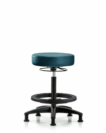 Vinyl Stool without Back - High Bench Height with Black Foot Ring and Stationary Glides in Carbon Supernova Vinyl