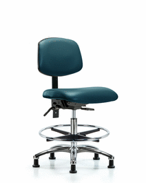 Vinyl Chair Chrome - Medium Bench Height with Chrome Foot Ring and Glides in Borscht Supernova Vinyl