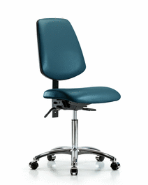 Vinyl Chair Chrome - Medium Bench Height with Medium Back and Casters in Borscht Supernova Vinyl