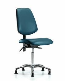Vinyl Chair Chrome - Medium Bench Height with Medium Back and Stationary Glides in Carbon Supernova Vinyl