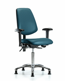 Vinyl Chair Chrome - Medium Bench Height with Medium Back, Adjustable Arms, and Stationary Glides in Borscht Supernova Vinyl