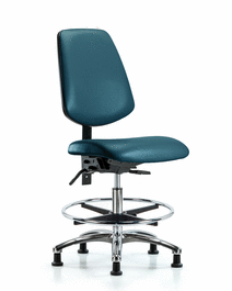 Vinyl Chair Chrome - Medium Bench Height with Medium Back, Seat Tilt, Chrome Foot Ring, and Stationary Glides in Borscht Supernova Vinyl
