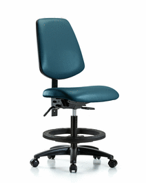 Vinyl Chair - Medium Bench Height with Medium Back, Black Foot Ring, and Casters in Borscht Supernova Vinyl