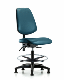 Vinyl Chair - Medium Bench Height with Medium Back, Chrome Foot Ring, and Stationary Glides in Storm Supernova Vinyl