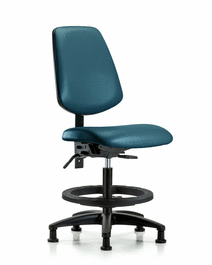 Vinyl Chair - Medium Bench Height with Medium Back, Seat Tilt, Black Foot Ring, and Stationary Glides in Borscht Supernova Vinyl