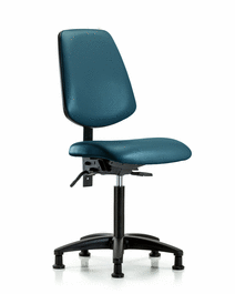 Vinyl Chair - Medium Bench Height with Medium Back, Seat Tilt, and Stationary Glides in Carbon Supernova Vinyl