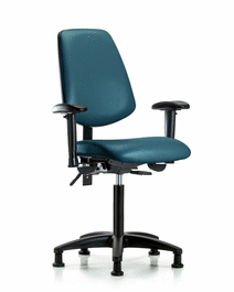 Vinyl Chair - Medium Bench Height with Medium Back, Seat Tilt, Adjustable Arms, and Stationary Glides in Carbon Supernova Vinyl