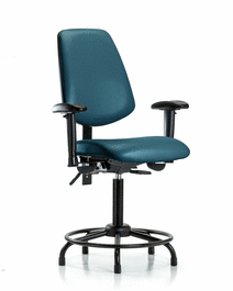 Vinyl Chair - Medium Bench Height with Round Tube Base, Medium Back, Adjustable Arms, and Stationary Glides in Borscht Supernova Vinyl