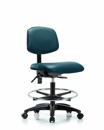Vinyl Chair - Medium Bench Height with Chrome Foot Ring and Casters in Borscht Supernova Vinyl