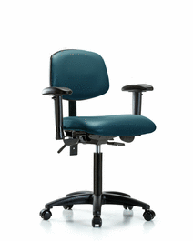 Vinyl Chair - Medium Bench Height with Adjustable Arms and Casters in Borscht Supernova Vinyl