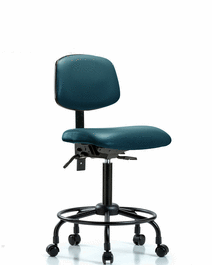 Vinyl Chair - Medium Bench Height with Round Tube Base and Casters in Borscht Supernova Vinyl