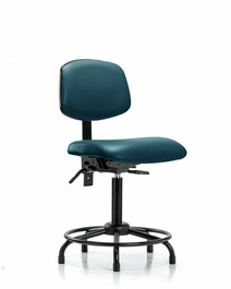 Vinyl Chair - Medium Bench Height with Round Tube Base and Stationary Glides in Carbon Supernova Vinyl