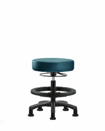 Vinyl Mini-Stool - Medium Bench Height with Black Foot Ring and Stationary Glides in Borscht Supernova Vinyl