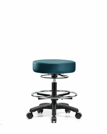 Vinyl Mini-Stool - Medium Bench Height with Chrome Foot Ring and Casters in Sterling Supernova Vinyl