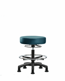 Vinyl Mini-Stool - Medium Bench Height with Chrome Foot Ring and Stationary Glides in Borscht Supernova Vinyl