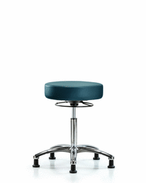 Vinyl Stool without Back Chrome - Medium Bench Height with Stationary Glides in Storm Supernova Vinyl