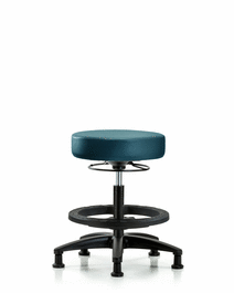 Vinyl Stool without Back - Medium Bench Height with Black Foot Ring and Stationary Glides in Carbon Supernova Vinyl