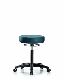 Vinyl Stool without Back - Medium Bench Height with Casters in Marine Blue Supernova Vinyl