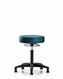 Vinyl Stool without Back - Medium Bench Height with Stationary Glides in Carbon Supernova Vinyl