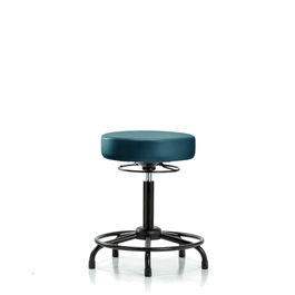 Vinyl Stool without Back - Medium Bench Height with Round Tube Base and Stationary Glides in Carbon Supernova Vinyl